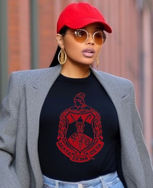 Delta Sigma Theta Red Glitter Crest Tee