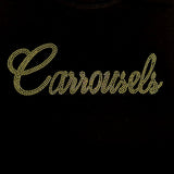 Carrousels Script Short Sleeve V-Neck Black Tee