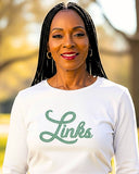 Links Script Rhinestone Long Sleeve Tee