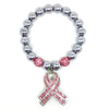 Breast Cancer Awareness Pink Crystal Charm Bracelet