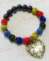 Autism Awareness Silver Heart Puzzle Charm Bracelet - Crystal Balls