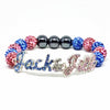 Jack and Jill Pink and Blue Crystal Script Bracelet