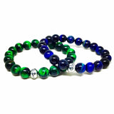 Green and Blue Tiger's Eye Bracelet Set
