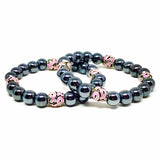 Grey Hematite Breast Cancer Awareness Bracelet Set