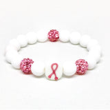 Breast Cancer Awareness White Jade Bracelet