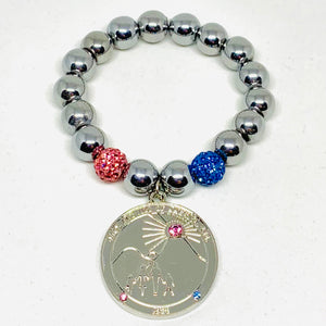 Jack and Jill Round Silver Logo Charm Bracelet