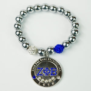 Zeta Phi Beta ΖΦB Five Pearls Coin Bracelet
